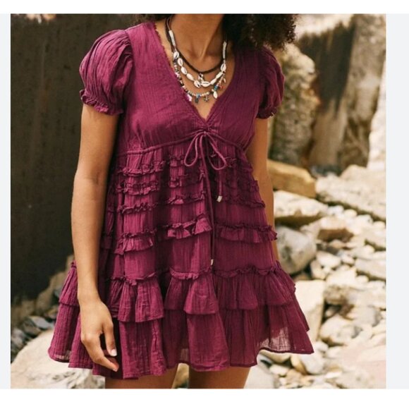 Free People Darcy Babydoll Ruffle Dress XS - Picture 1 of 8